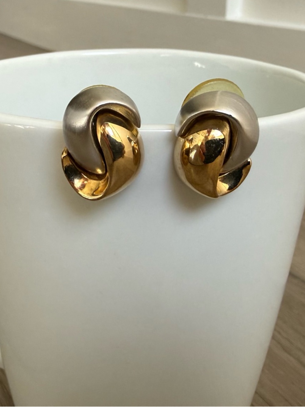 Gold and Brushed Silver Earrings